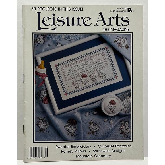 VTG Leisure Arts Cross Stitch Design Magazine-June 1990 - Picture 1 of 4